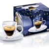Glasses series Caffitaly set of 2 glass cups with ceramic saucers for espresso coffee - Blu Caffe.